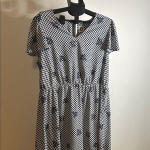 Anne Klein Black and White Gingham Midi Dress